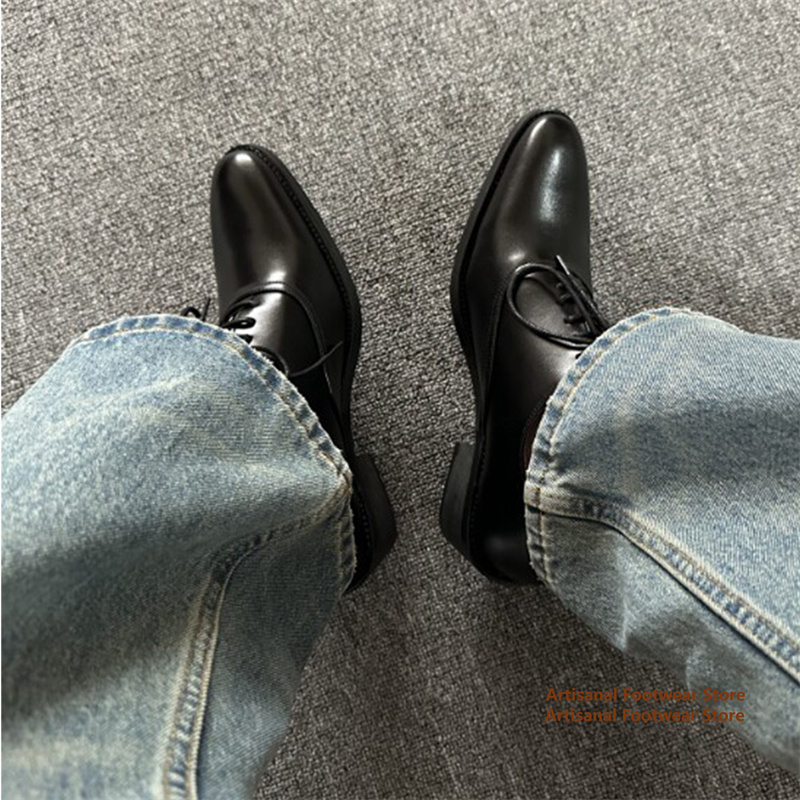 남성용 검은색 자수 장식 더비 스타일 정장 구두, 뾰족 - Leather Shoe Polish 리뷰 및 가격